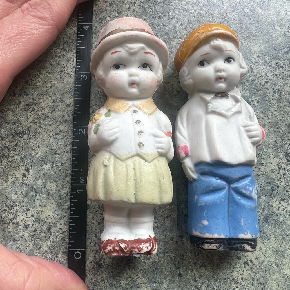 Vintage Japanese Bisque Dolls - Yellow and Blue - Picture 6 of 7